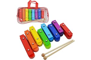 A-Star Colorful Chime Bar Set di 8 Xilofono Soprano Diatonico Arcobaleno Glockenspiel con Due Battitori di Legno in Borsa per il Trasporto - C6 a C7