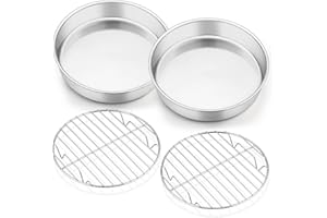 HaWare - Set di stampi da forno con griglia di raffreddamento, in acciaio inox, per torte, rotondi, con griglia per torte, per cuocere, arrostire, raffreddare, stufare, antiruggine e lavabile in