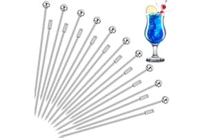 Homgaty, 20 plettri da cocktail in acciaio inox, riutilizzabili, per cocktail bar, cocktail, feste, barbecue, barbecue, frutta e feste, colore: argento