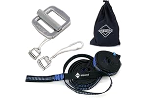 Onewind 2 * 10Ft Hammock Straps Set, Heavy Duty Camping Tree-Friendly Straps Hanging Kit with Safety Lock Cinch Buckle 1 Inch Wide 1500 LBS Durable Lightweight No-Stretch and Easy to Set Up