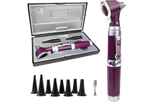 Scian Otoscopio Medico Professionale,Ingrandimento 3X, Strumento Diagnostico Di Cura Dell'orecchio Con Custodia Di Plastica Dura - Forniture Mediche Per Infermiere, Veterinario, Adulti (Viola)