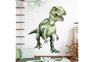 Decvictor Adesivi Murali Dinosauro Grande Adesivi da Parete Tirannosauro Dino Adesivo Muro Decorativo per Bambini Camera da Letto Stanza Della Scuola Materna Muro (W108 * H130 cm)