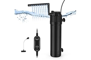 OMECO Filtro interno per acquario, 5 in 1, 8 W, UVC, con timer, 800 l/h, filtro interno regolabile con chiarificatore UVC, pompa per acquario, per acqua di mare e bacino dolce, volume 150-300 l