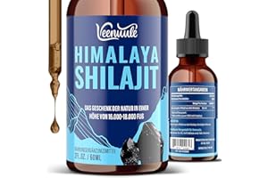 VEENUULE Shilajit Original Himalaya Drops, 100% Czysty, Najsilniejszy Himalajski Shilajit, Stężenie 5X, Zioła Ajurwedyjskie, Wygodniejsze Niż Żywica i Kapsułki, Wegańskie, 60 ml (Pack of 1)