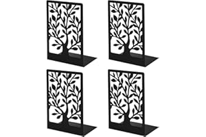 FLEARITZO 2 Coppie di Ferma Libri per Libreria - Fermalibri per Mensole 4 PCS Ferma Libri in metallo Antiscivolo con piedini Reggi libri per Libreria adatti per scuola casa e ufficio (nero)