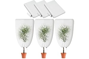 iophi Lot de 3 Voile Hivernage Plante Exterieur | 70g/m² 80 cm x 120 cm Voile Hivernage Plante Exterieur | avec Cordon de Serrage | Peut être Froid, Résistant aux Intempéries, Chaud, Réutilisable