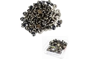 JXPXJMY Kit de 50 Piezas Remaches de Acero al Carbono para Encuadernación de Chicago, Remaches Ledger para Cinturón de Encuadernación Decoración de Maletas (Negro Brillante, M5*6)