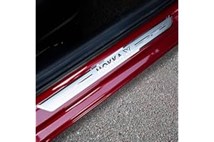 EAGLEG 4pcs Stainless Steel Door Sill Scuff Plate for OPEL VAUXHALL MOKKA X 2018-2021 Accessories, Car Door Sill Guard Protector Thresold Cover Trim with Logo,Silver