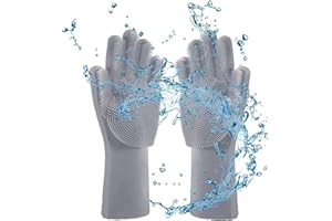 Louis Donné Silikon-Reinigungs-Geschirrhandschuhe Mit Bürste, Wiederverwendbare Haushaltshandschuhe Mit Magischer Bürste, Massagebad Für Haustiere, Autowaschhandschuhe