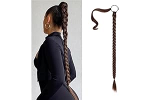 Wekuw Postiche Cheveux Naturel (Marron) Queue de Cheval Extension Rajout Cheveux Tresses Faux Queue de Cheval Extension Naturel Queue de Cheval Ponytail