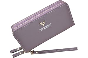 YIXUAN LLC Yixuan Portafoglio Donna Grande Doppia Cerniera Portafoglio Donna Ecopelle Borsellino Donna Portafoglio Grande Lungo Portafoglio con Tasca per Cellulare Portafoglio Multi-carte