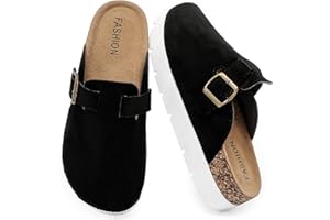 JESINDR Plateforme Mules et Sabots Femme, Pantoufles Sabot Clogs Chaussons Cuir Liège Sandales- Antidérapants Semell