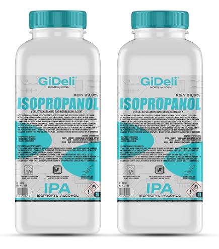 AAB IPA 1L - Set di 5 - Screen Cleaner Super Efficace, Isopropanolo, Facile da Usare, IPA Alcool, Alcool Pulizia, Alcool Per Pulire, Per L'elettronica