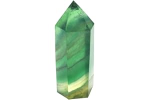 MINA HEAL Natural Fluorite Healing Crystal Wands, Pointed & Faceted for Reiki Chakra Meditation Therapy Decor (1-pcs L Size)