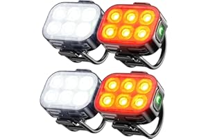MOGZZI Eclairage Velo, LED Étanche 6 Modes de Luminosité Feu Arrière, Lumières vélo de Sécurité Rechargeables USB, Vélo de Montagne ou de Nuit Lampe de Sécurité (Modes 4/6)