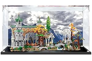 Funshake Teca pour Lego 10316 Icons Le Seigneur des Anneaux : Grand ravin, à l'épreuve de la poussière Vitrine acrylique plexiglas acrylique affichage case (modèle non inclus) (Style 01)