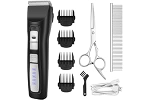BOUSNIC Kit de cortauñas de pelo inalámbrico de 2 velocidades para perros – profesional recargable para perros pequeños, medianos y grandes, gatos y otras mascotas (negro)
