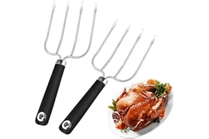 KAYCROWN Turkey Lifter Forks Set of 2 Stainless Steel Turkey Lifters with Non-Slip Handle Turkey and Poultry Lifters Turkey Claws Carving Fork