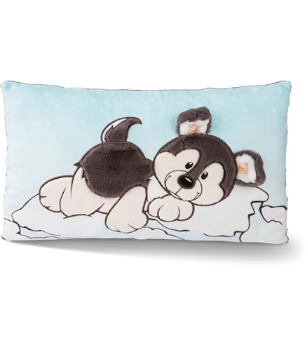 NICI FOREST FRIENDS Coussin enfant Loup Winny & Écureuil rayé Jojo 43x25 cm - Coussin moelleux rectangulaire, Pour filles, garçons & adultes - 49954
