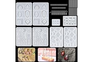 YINGBIAO 248PCS Earring Resin Moulds Kit, Resin Jewellery Moulds Silicone, Epoxy Resin Casting Stud Mould Crystal Jewellery Pendant DIY Making Molds Clay with Earring Hooks for Girls Women Handmade Craft