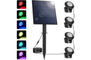 NATPOW RGB Teichbeleuchtung Solar, IP68 Wasserdicht Unterwasser Licht Solar Farbwechsel Unterwasserbeleuchtung Teich Licht Für Terrasse, Dekoration, Garten(4 in 1)