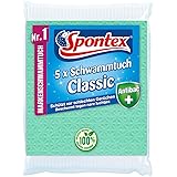 Spontex Schwammtuch Classic Antibac, mit antibakteriellem Schutz für hygienische Reinigung, 100% biologisch abbaubar, 1-er pa