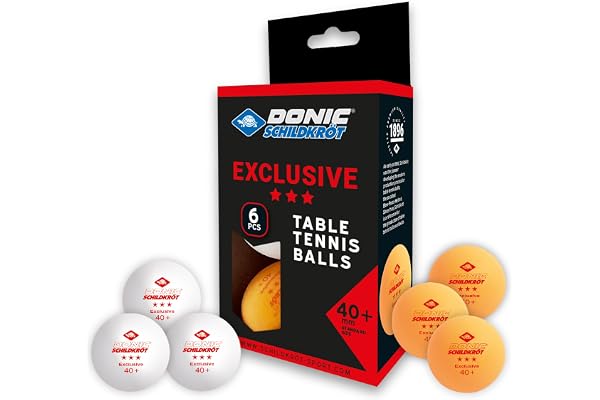 Schildkröt Donic Balles de Tennis de Table Exclusive 3-Étoiles, Qualité Poly 40+, 3 Pièces dans Une Boîte, Blanc