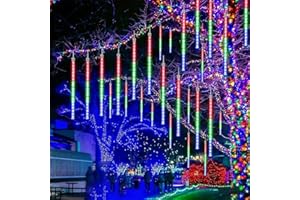 FENYW Luci natalizie per esterni,20 tubi, 240LEDs Meteor Shower, Impermeabile Luci Della Pioggia di Meteore Esterno per albero di Natale, Halloween, decorazione natalizia esterna(colore)
