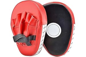 PIQIUQIU 1 paire de pattes d'entraînement pour kickboxing, Muay Thai, Karaté, Taekwondo, Martial Art. Pads d'entraînement pour sports de combat. Rouge et noir, 25.5 x 19 x 4.5 cm
