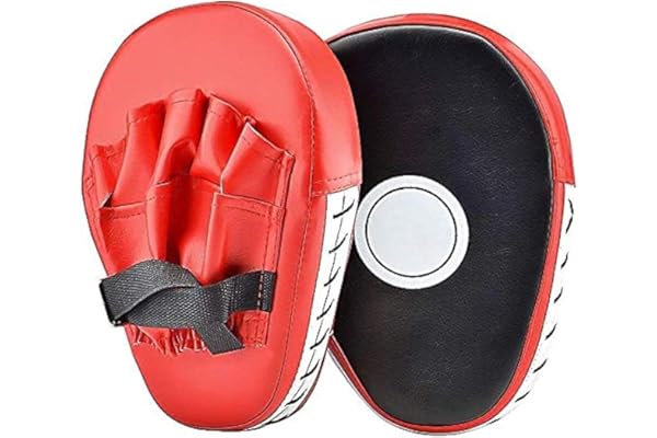 PIQIUQIU 1 paire de pattes d'entraînement pour kickboxing, Muay Thai, Karaté, Taekwondo, Martial Art. Pads d'entraînement pour sports de combat. Rouge et noir, 25.5 x 19 x 4.5 cm