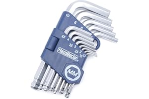 HemBorta® Chiavi a Brugola Corte 13 PZ, Chiavi Esagonali Esagonali con Testa a Sfera 1,27-10mm Metriche, Acciaio Trattato Termicamente