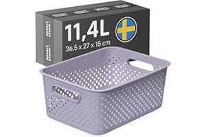 SmartStore Panier de Rangement avec Poignées en lavande 11,4L (36,5x27x15cm) I Panier de Rangement en Plastique Recyclé I Essence L Boîte de Rangement I Boîtes de Rangement avec 10 Ans de Garantie