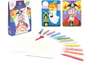 Sabbiarelli Sand-it For Fun - Bag Halloween, Mini-set Créatif de Sand Art pour Enfants 5+ : 12 Sachets de Sable Coloré et 2 Feuilles A6 avec Dessins d’Halloween - Activité Manuelle, Petit Cadeau