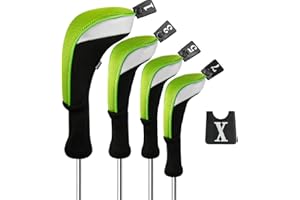 Andux 4pcs/Set Golf 460cc Driver Wood Club Head Covers Long Neck with Interchangeable No. Tags