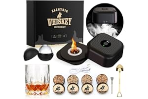 TMEOIIPY Electric Cocktail Smoker kit with 4 Wood Chips & Whiskey Glass & Ice Ball Mold, Rechargeable Whiskey Smoker Kit, Old Fashioned Smoker Kit, Birthday Whisky gifts for Men, Dad, Husband, Boyfriends