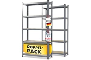 Floordirekt Estantería para Cargas Pesadas. Juego de 2 Unidades. Gris. 200 x 100 x 50 cm. sin Tornillos. para sótano. de Almacenamiento. para Taller. Banco de Trabajo. 5 estantes Ajustables (Lakota)