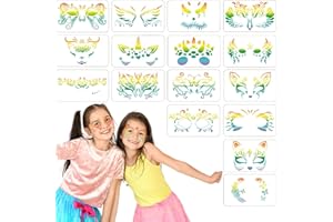 LURNODY 16 Piezas Plantillas Pintacaras, Plantillas de Maquillaje para Niños, Plantilla de Pintura Facial Reutilizable, Pegatinas de Plantilla de Pintura Facial, Perfecto Para Niños, Escuela, Cosplay