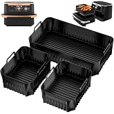 Chiluxendo 3 Silicone Air Fryer Mold, Reusable Silicone Pot, Air Fryer Accessories, Non-stick Airfryer Tray, Rectangular Frye