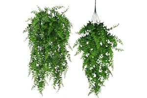 Fycooler Planta Artificial Colgante de Helecho - Decorativas de Hojas de Hiedra Falsa para Interiores y Exteriores, Decoración de Follaje Falsificado para Sala de Estar, Cocina, Balcón, Jardín