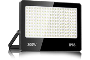 LAMLAMCK Faretto LED Da Esterno 200W - 20000LM 6500K Super Luminoso Bianco Freddo Faro LED Esterno, IP66 Impermeabile Luce Di Sicurezza per Stadio, Patio, Strada, Garage