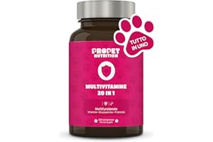 PROPET NUTRITION Vitamine per Cani e Gatti 20 in 1. Omega 6, Probiotici e Glucosamina. Integratore Completo Ricco di Vitamine A, B, C, H. Sistema Immunitario, Digestivo, Ossa, Articolazioni e Pelo. 100% Natural