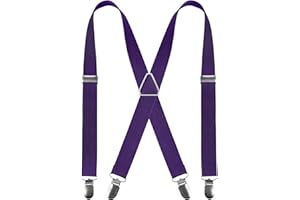 BEAFACE Men Braces with 4 Clips X Shape, Adjustable Elastic Braces for Men Trousers, Men's Braces Wedding Business Casual Suspenders