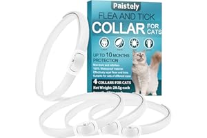 PAISTELY Collare Antipulci Gatto, Collare Antiparassitario Per Gatti Sicuro ed Efficace Realizzato Con Oli Essenziali Naturali, 10 Mesi Collari Anti Pulci e Zecche Gatti (48cm *4)