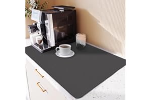 SOQKEEN Tapis Egouttoir Vaisselle, 50×40 cm Tapis de Drainage de Cuisine Super Absorbant, Tapis égouttoir Vaisselle Absorbant, Tapis Machine a Cafe pour Vaisselle, Bar, Machine à Café, Gris foncé