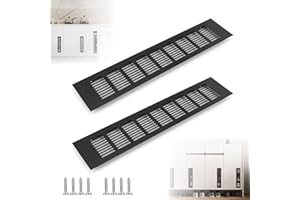 FENGJIAHUI 2 Stück Lüftungsgitter, Lüftungsgitter Schwarz 80mmx500mm Aluminium Abluftgitter Eckig Belüftungsgitter, zur Belüftung in Küchen, Schränken, Kleiderschränken und Badezimmern (Schwarz, 500mm x 80 mm)