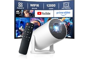 Salange Smart 4K Mini Projector,WiFi 6 BT5.4,12000Lumens with Auto Keystone | Android 14 Built in Apps,270° Rotation,Short Throw Portable Projectors for Phone/Laptop/TV Stick/USB/Outdoor/Home Theater