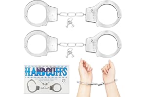 Cuackamily Toy 2 PCS Kids Metal Hand Cuffs Set, Police Pretend Play Police Handcuffs with Key for Cosplay Gift Masquerade Party Favor Costume