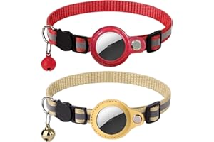 XIIORE Airtag obroża dla kota z dzwonkiem, zintegrowana obroża dla kota GPS, odblaskowa obroża dla kota z delikatną klamrą bezpieczeństwa dla kota, 2 sztuki