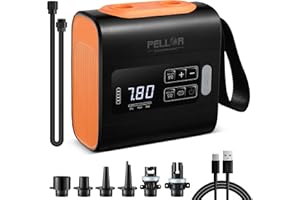 PELLOR Bomba Eléctrica Sup 22PSI, Recargable Bomba de Alta Presión con Auto-Off, Inflado y Desinflado Doble Etapa, Compresor de Aire Portátil, Adecuada para Paddle Board, Kayak, Botes Inflables