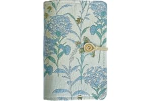 ipoul Flower Embroidery Refillable Journal, A6 Binder 6 Ring, Budget Binder, Planner Binder, Refillable Notebook, Travel Diary for Women, Gift for Friends Female, Teen Girl Gifts, Blue Forget-me-not